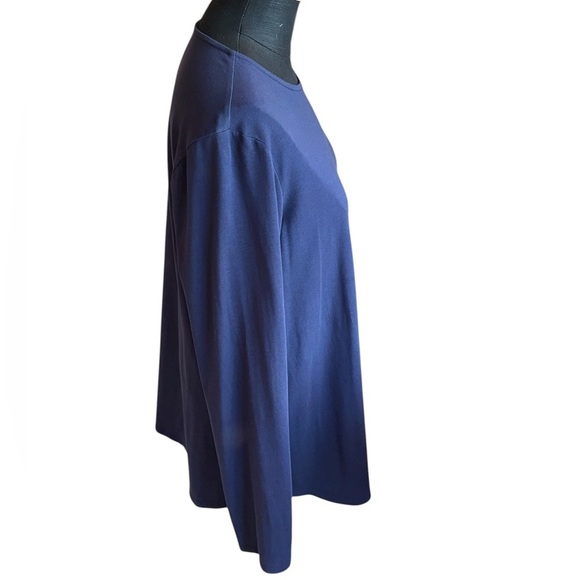Pure Jill Women's Tee Long Sleeve Navy Shirttail Top Crewneck Oversized Size M - Picture 2 of 8